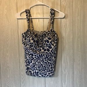 Lands’ End Blue and White Tankini Sz 8